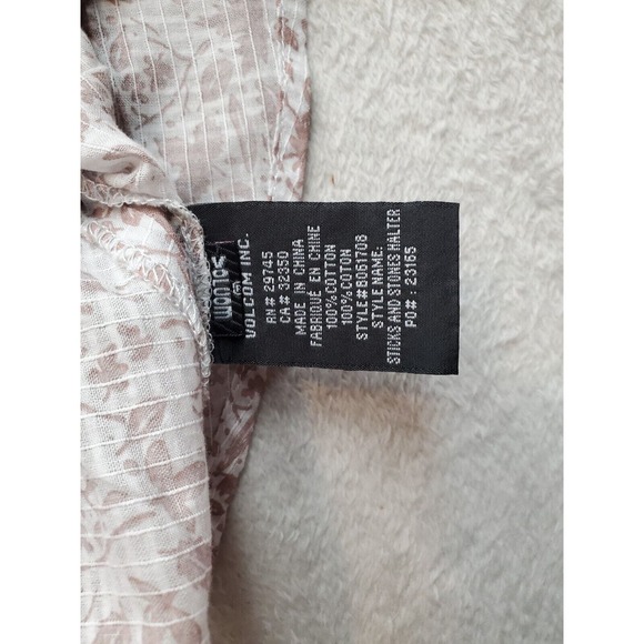 Volcom Tank Women Small Taupe White Sheer Lace Trim Open Back Halter Side Zipper - Picture 6 of 10